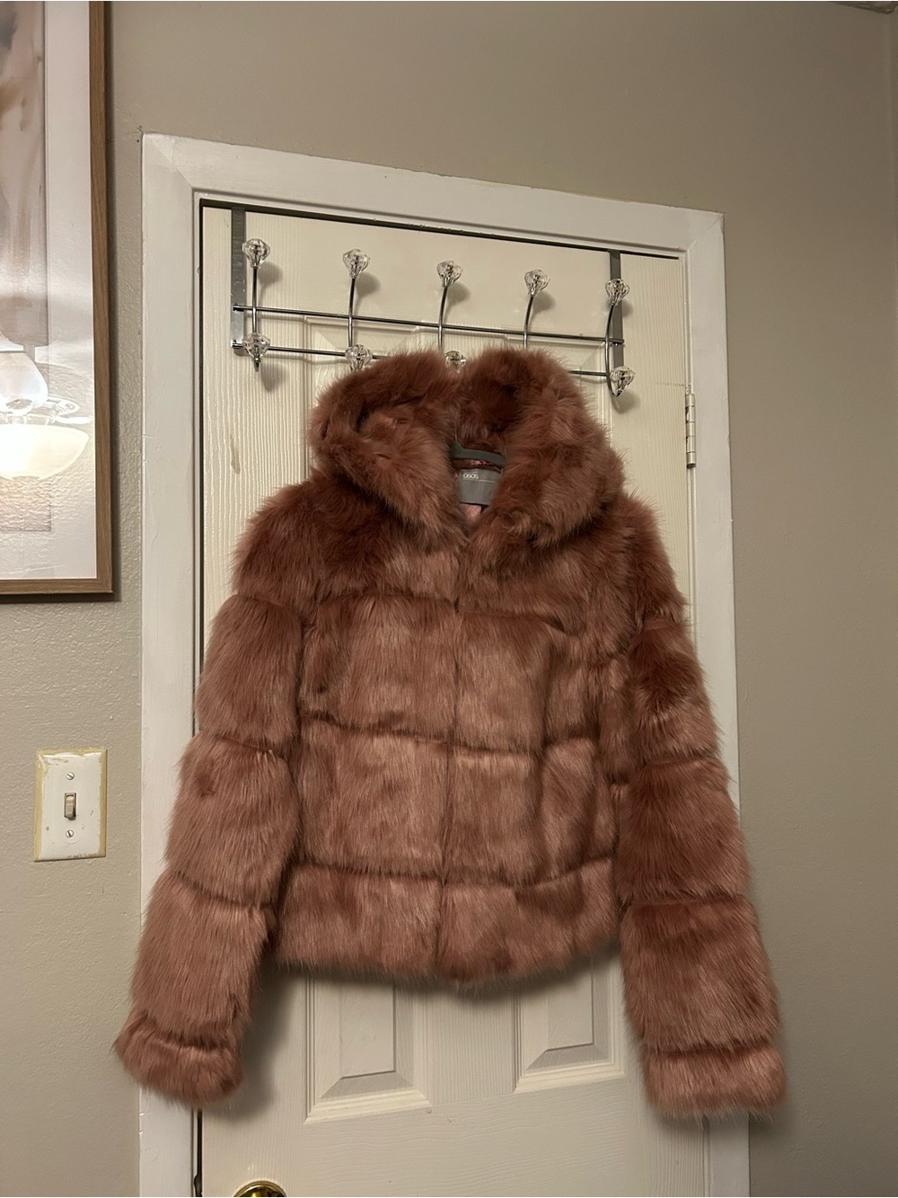 Oasis Mauve Brown Faux Fur Hooded Teddy Jacket